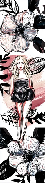 Free flower bookmark featuring a lady walking through flowers